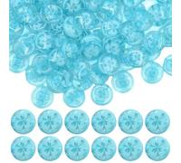 celloexpress 14mm Aqua Blue Transparent Flower Resin Buttons - Round Tunnel Shank Embedded Design (Pack of 10)