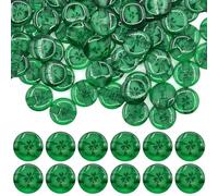 celloexpress 14mm Dark Green Transparent Flower Resin Buttons - Round Tunnel Shank Embedded Design (Pack of 10)