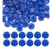 celloexpress 14mm Royal Blue Transparent Flower Resin Buttons - Round Tunnel Shank Embedded Design (Pack of 10)
