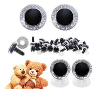 celloexpress 14mm Silver 3D Glitter Eyes with Plastic Backs - Sparkle Safety Eyes for Soft Toy Teddy Bear Animal Making (Pack of 1 Pair)