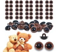 celloexpress 15mm Brown Sew On Eyes - 25 Pairs - Half Round Button Eyes for Teddy Bear Animal Soft Toy Making