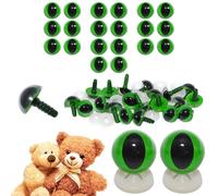 celloexpress 15mm Green Cats Eyes with Plastic Backs - Safety Eyes for Soft Toy Teddy Bear Animal Making (Pack of 10 Pairs)