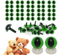celloexpress 15mm Green Cats Eyes with Plastic Backs - Safety Eyes for Soft Toy Teddy Bear Animal Making (Pack of 25 Pairs)