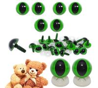 celloexpress 15mm Green Cats Eyes with Plastic Backs - Safety Eyes for Soft Toy Teddy Bear Animal Making (Pack of 3 Pairs)