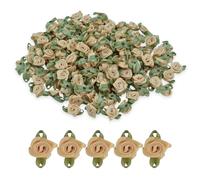 celloexpress 15mm Peach #11 Satin Ribbon Roses with Green Leaves - Small Flower Buds - Crafts, Embellishments (Pack of 5)