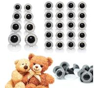 celloexpress 15mm Silver Glitter Eyes - Screw Type with Plastic Backs for Teddy Bear/Animal Soft Toy Making - Pack of 10 Pairs