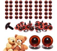 celloexpress 15mm Transparent Amber Crystal Eyes with Metal Backs - Safety Eyes for Soft Toy Teddy Bear Animal Making (Pack of 25 Pairs)