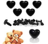 celloexpress 15mm x 13mm Black Heart Noses with Plastic Backs - Safety Noses for Soft Toy Teddy Bear Animal Making (Pack of 5)