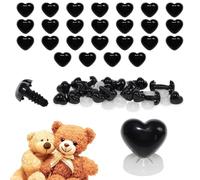 celloexpress 15mm x 13mm Black Heart Noses with Plastic Backs - Safety Noses for Soft Toy Teddy Bear Animal Making (Pack of 25)