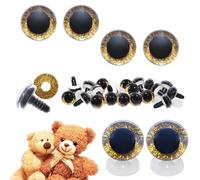 celloexpress 16mm Gold 3D Glitter Eyes with Plastic Backs - Sparkle Safety Eyes for Soft Toy Teddy Bear Animal Making (Pack of 2 Pairs)