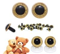 celloexpress 18mm Gold Glitter Eyes - Screw Type with Plastic Backs for Teddy Bear/Animal Soft Toy Making - Pack of 1 Pair