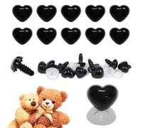 celloexpress 18mm x 15mm Black Heart Noses with Plastic Backs - Safety Noses for Soft Toy Teddy Bear Animal Making (Pack of 10)
