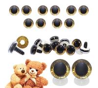 celloexpress 20mm Gold 3D Glitter Eyes with Plastic Backs - Sparkle Safety Eyes for Soft Toy Teddy Bear Animal Making (Pack of 5 Pairs)