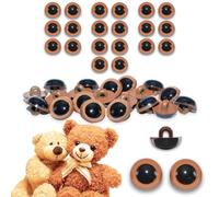 celloexpress 21mm Tawny Brown Sew On Eyes - 10 Pairs - Half Round Button Eyes for Teddy Bear Animal Soft Toy Making