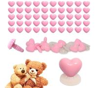 celloexpress 21mm x 18mm Baby Pink Heart Noses with Plastic Backs - Safety Noses for Soft Toy Teddy Bear Animal Making (Pack of 50)