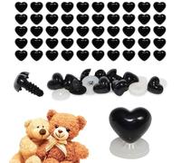 celloexpress 21mm x 18mm Black Heart Noses with Plastic Backs - Safety Noses for Soft Toy Teddy Bear Animal Making (Pack of 100)