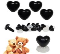 celloexpress 21mm x 18mm Black Heart Noses with Plastic Backs - Safety Noses for Soft Toy Teddy Bear Animal Making (Pack of 4)