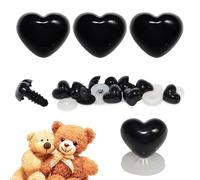 celloexpress 21mm x 18mm Black Heart Noses with Plastic Backs - Safety Noses for Soft Toy Teddy Bear Animal Making (Pack of 3)