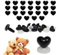celloexpress 21mm x 18mm Black Heart Noses with Plastic Backs - Safety Noses for Soft Toy Teddy Bear Animal Making (Pack of 25)