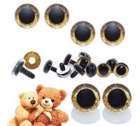 celloexpress 25mm Gold 3D Glitter Eyes with Plastic Backs - Sparkle Safety Eyes for Soft Toy Teddy Bear Animal Making (Pack of 2 Pairs)