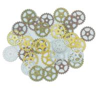 celloexpress 25mm x 1mm x 3mm - Pack of 50 Mixed 9 Cogs Gears Steampunk Charms for Pendants - Choice of colours - For Crafting/Findings