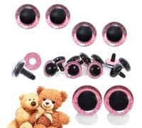 celloexpress 30mm Pink 3D Glitter Eyes with Plastic Backs - Sparkle Safety Eyes for Soft Toy Teddy Bear Animal Making (Pack of 2 Pairs)