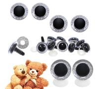 celloexpress 30mm Silver 3D Glitter Eyes with Plastic Backs - Sparkle Safety Eyes for Soft Toy Teddy Bear Animal Making (Pack of 2 Pairs)