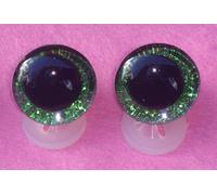 celloexpress 3D Green 20mm Glitter Sparkle Eyes with Plastic Backs - Safety Glitter Sparkle Eyes for Soft Toy or Teddy Bear Making - Pack of 3 Pairs