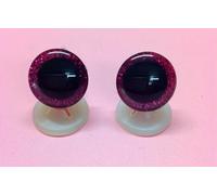celloexpress 3D Hot Pink 20mm Glitter Sparkle Eyes with Plastic Backs - Safety Glitter Sparkle Eyes for Soft Toy or Teddy Bear Making - Pack of 3 Pairs