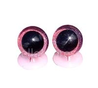 celloexpress 3D Pink 20mm Glitter Sparkle Eyes with Plastic Backs - Safety Glitter Sparkle Eyes for Soft Toy or Teddy Bear Making - Pack of 3 Pairs