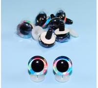 celloexpress 3D Rainbow 16mm 2 Tone Glitter Sparkle Eyes with Plastic Backs - Safety Glitter Sparkle Eyes for Soft Toy or Teddy Bear Making - Pack of 4 Pairs