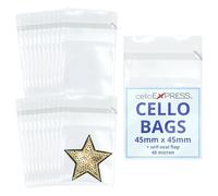 celloexpress 45mm x 45mm + 30mm Self Seal Flap - Cellophane Display Bags - 40 micron - Tiny Cello - Pack of 100