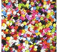 celloexpress 6mm Mini Doll Buttons for Dolls & Soft Toys Clothes - Assorted Colours & Designs (Pack of 100, 6mm, Stars - Mixed Colours)