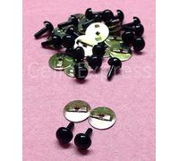 celloexpress 6mm Solid Black Safety Eyes with Metal Backs for Teddy Bear/Animal Soft Toy Making - Pack of 50 Pairs
