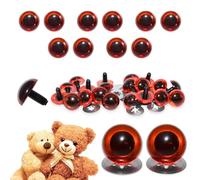 celloexpress 7.5mm Transparent Amber Crystal Eyes with Metal Backs - Safety Eyes for Soft Toy Teddy Bear Animal Making (Pack of 5 Pairs)
