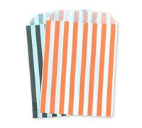 celloexpress 7" x 9" Black & Orange Striped Paper Sweet Bags - Classic Confectionery Gift Shop Goodie Party Bags (Pack of 100)