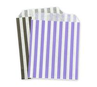 celloexpress 7" x 9" Black & Purple Striped Paper Sweet Bags - Classic Confectionery Gift Shop Goodie Party Bags (Pack of 50)