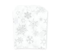 celloexpress 7" x 9" Snowflake Silver Paper Sweet Bags - Patterned Classic Confectionery Gift Shop Goodie Party Bags (Pack of 50)