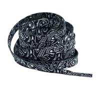 celloexpress 8mm Black Paisley Shoelaces - Flat Patterned Colourful Print Polyester Laces Trainers Boots Replacement Repair (140cm length, 1 Pair)