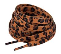 celloexpress 8mm Brown & Black Leopard Shoelaces - Flat Patterned Colourful Print Polyester Laces Trainers Boots Replacement Repair (140cm length, 1 Pair)