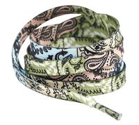 celloexpress 8mm White & Green Paisley Shoelaces - Flat Patterned Colourful Print Polyester Laces Trainers Boots Replacement Repair (140cm length, 1 Pair)