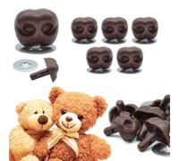 celloexpress 8mm x 6mm Brown Animal/Dog Noses with Metal Backs - Teddy Bear & Soft Toy Making Detailed Noses - Pack of 5