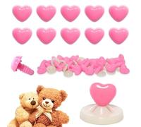 celloexpress 8mm x 7mm Flamingo Pink Heart Noses with Plastic Backs - Safety Noses for Soft Toy Teddy Bear Animal Making (Pack of 10)