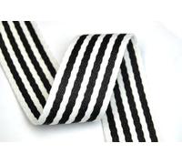 celloexpress Black 38mm Polyester Mix Striped Webbing - 4m (400cm) - Strap Tape Bag Tote Handle