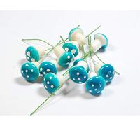 celloexpress Blue Mini Toadstools - Indoor Floral Display Fairy Garden Mushrooms (Pack of 25)