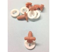 celloexpress Cat/Feline Nose 12mm x 8mm with Plastic Backs - Teddy Bear & Soft Toy Making Detailed Nose - Light Brown - Pack of 5