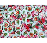 celloexpress Christmas Printed Wooden Buttons - Christmas Mix - Unique Prints 20mm for Crafting and Sewing (Christmas Type 27, 20mm, 50)