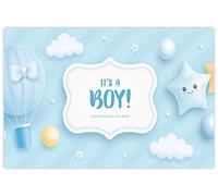 celloexpress Congratulations Boy (Hot Air Balloon) Flower Message Cards - 55mm x 85mm - New Baby Florist Card Gift Notes (Pack of 10)