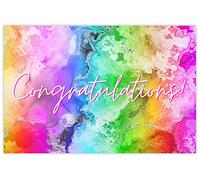 celloexpress Congratulations (Rainbow) Flower Message Cards - 60mm x 90mm - Everyday Occasions Florist Card Gift Notes (Pack of 10)