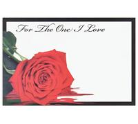 celloexpress For The One I Love (Red Rose Black Border) Flower Message Cards - 60mm x 90mm - Everyday Occasions Florist Card Gift Notes (Pack of 50)